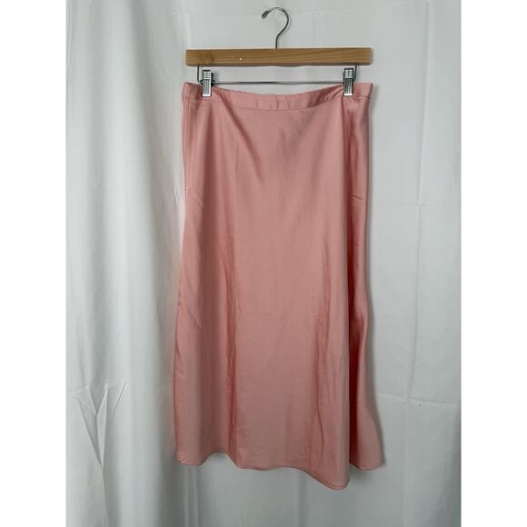 J.Crew Women's Pink Midi Slip Skirt Size M Elastic Waist Satin - Picture 1 of 5